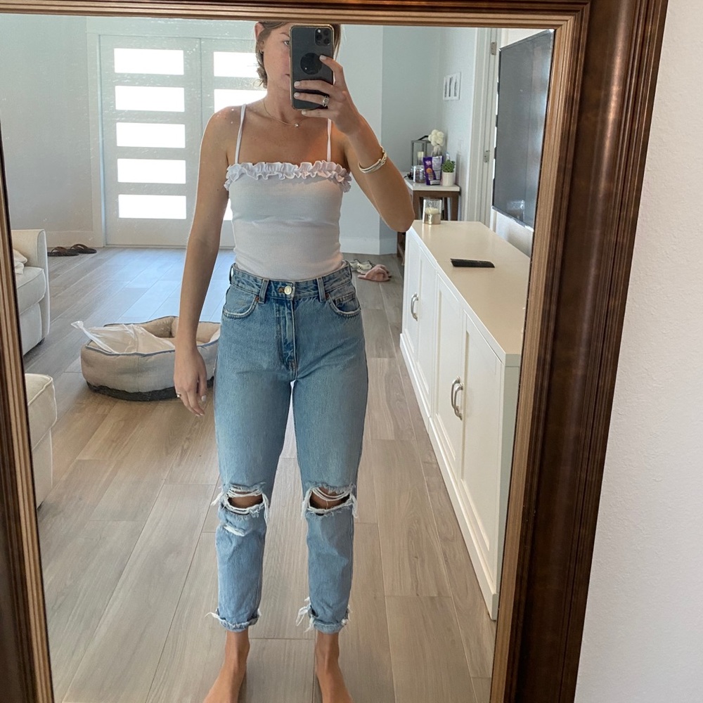 White ruffle bodysuit
